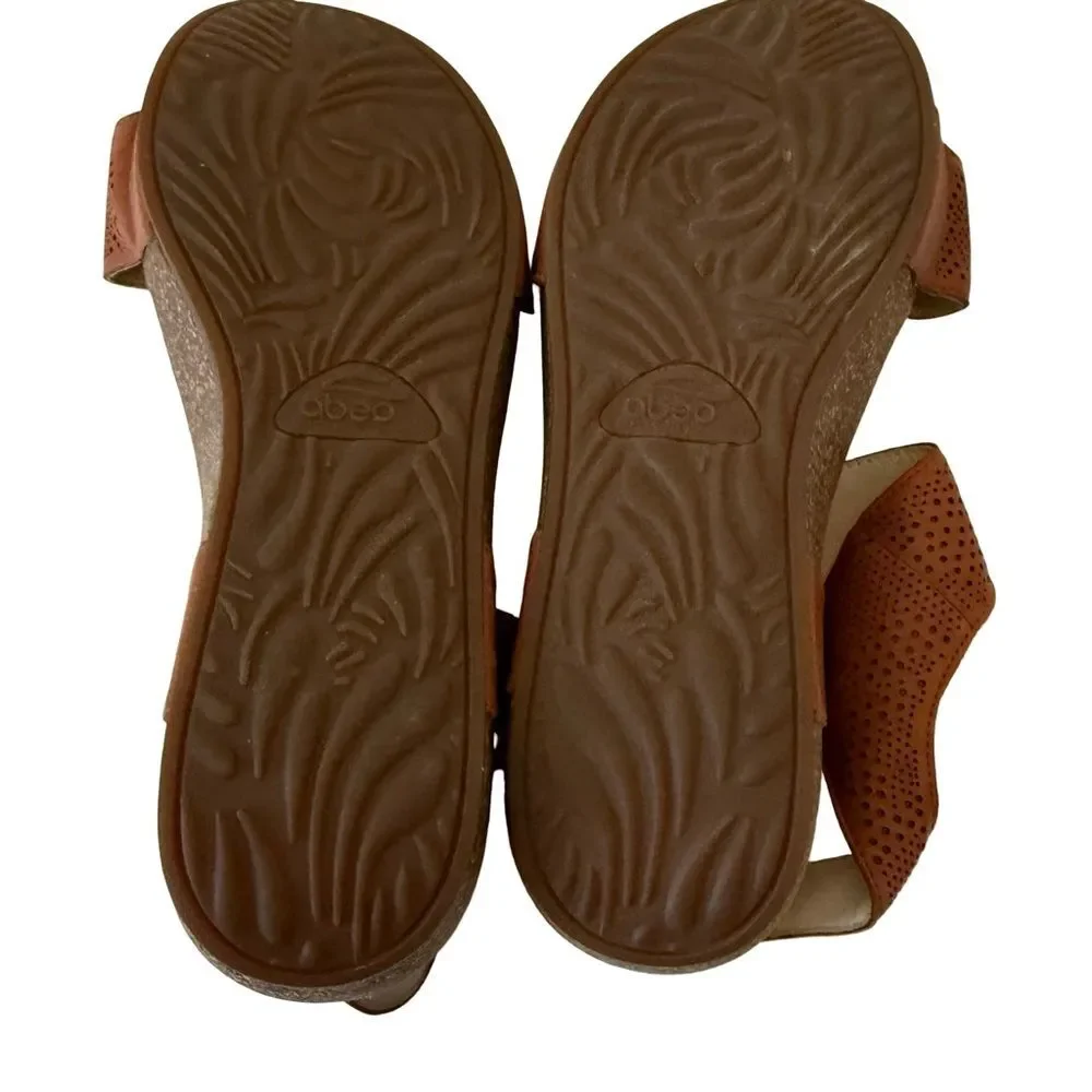 Abeo BIO System Uphold Brown Leather Adjustable Wedge Sandal Shoes SZ 8.5